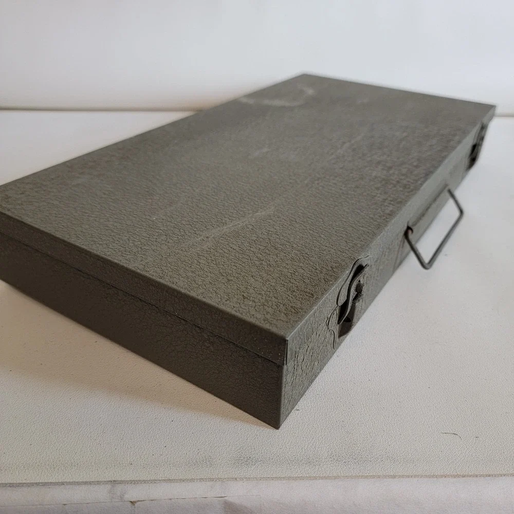 Vintage Metal Slide Storage Case with 35mm Film Slides 1950s Travel Family